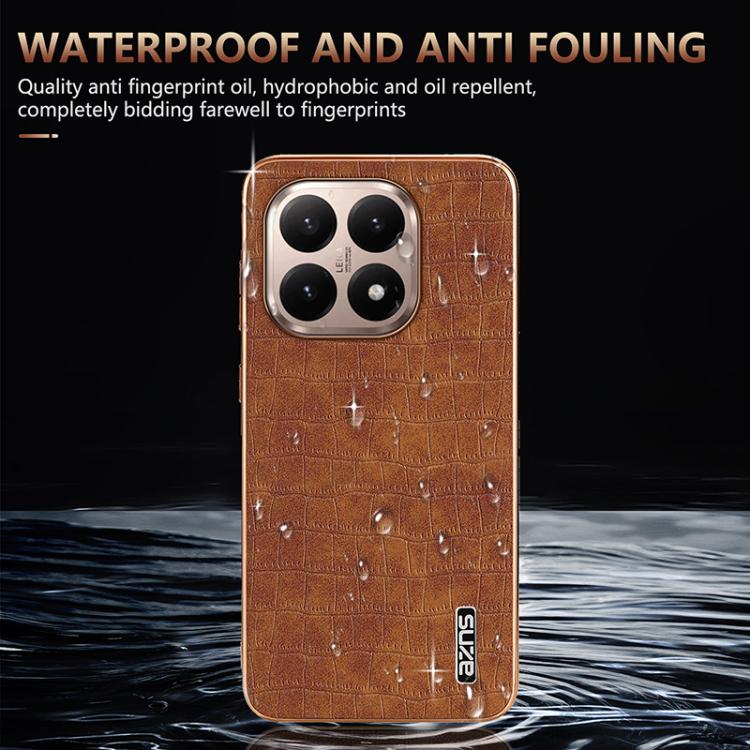 AZNS Electroplated Frame Crocodile Texture Full Coverage Phone Case, For Xiaomi 15T 5G, For Xiaomi 15 Ultra, For Xiaomi 15 Pro, For Xiaomi 15