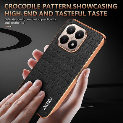 AZNS Electroplated Frame Crocodile Texture Full Coverage Phone Case, For Xiaomi 15T 5G, For Xiaomi 15 Ultra, For Xiaomi 15 Pro, For Xiaomi 15