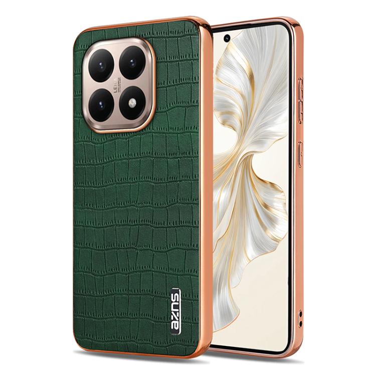 AZNS Electroplated Frame Crocodile Texture Full Coverage Phone Case, For Xiaomi 15T 5G, For Xiaomi 15 Ultra, For Xiaomi 15 Pro, For Xiaomi 15