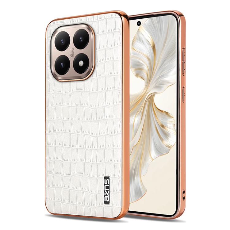 AZNS Electroplated Frame Crocodile Texture Full Coverage Phone Case, For Xiaomi 15T 5G, For Xiaomi 15 Ultra, For Xiaomi 15 Pro, For Xiaomi 15
