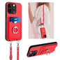 R20 Crossbody Rope Ring Card Holder Phone Case, For iPhone 15 Pro Max, For iPhone 15 Pro, For iPhone 15 Plus, For iPhone 15