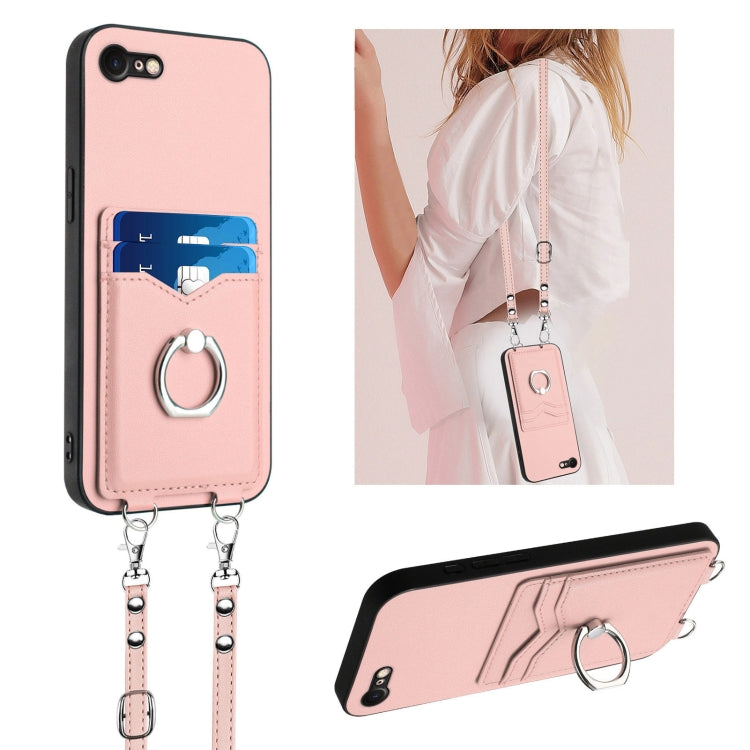 R20 Crossbody Rope Ring Card Holder Phone Case, For iPhone SE 2022 / SE 2020 / 8, For iPhone 13 Pro Max, For iPhone 13 Pro, For iPhone 13