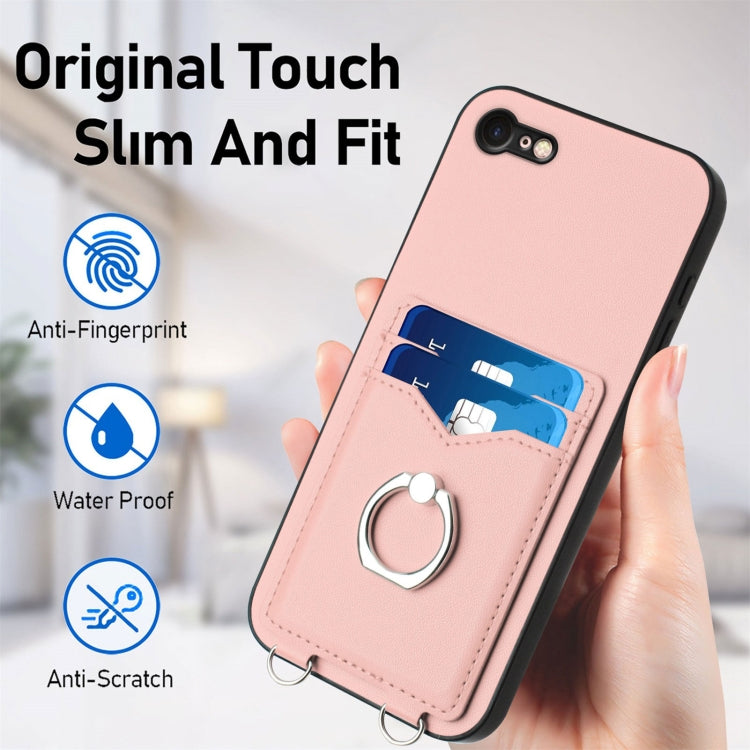 R20 Crossbody Rope Ring Card Holder Phone Case, For iPhone SE 2022 / SE 2020 / 8, For iPhone 13 Pro Max, For iPhone 13 Pro, For iPhone 13