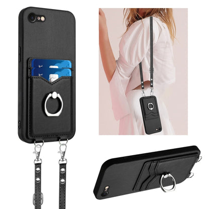 R20 Crossbody Rope Ring Card Holder Phone Case, For iPhone SE 2022 / SE 2020 / 8, For iPhone 13 Pro Max, For iPhone 13 Pro, For iPhone 13
