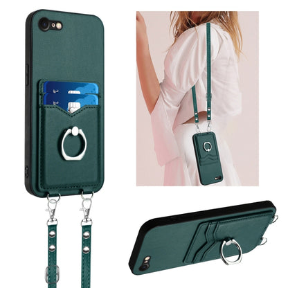 R20 Crossbody Rope Ring Card Holder Phone Case, For iPhone SE 2022 / SE 2020 / 8, For iPhone 13 Pro Max, For iPhone 13 Pro, For iPhone 13