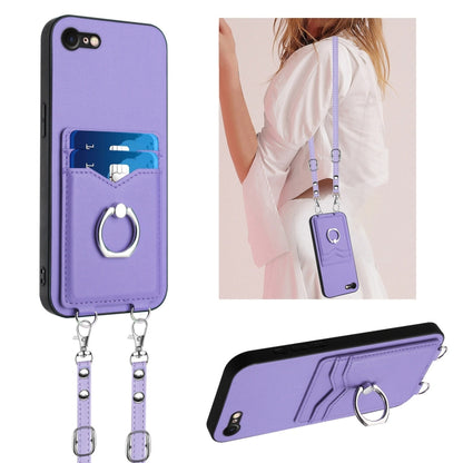R20 Crossbody Rope Ring Card Holder Phone Case, For iPhone SE 2022 / SE 2020 / 8, For iPhone 13 Pro Max, For iPhone 13 Pro, For iPhone 13