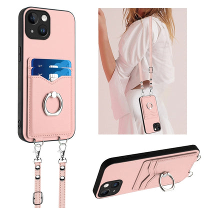 R20 Crossbody Rope Ring Card Holder Phone Case, For iPhone 13 mini, For iPhone 12, For iPhone 12 Pro Max, For iPhone 12 Pro