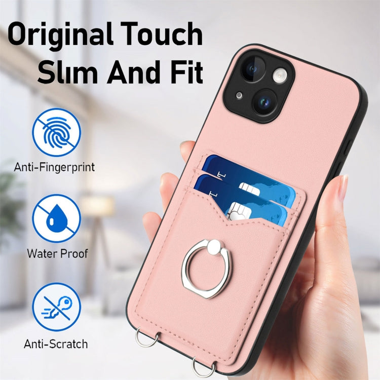 R20 Crossbody Rope Ring Card Holder Phone Case, For iPhone 13 mini, For iPhone 12, For iPhone 12 Pro Max, For iPhone 12 Pro
