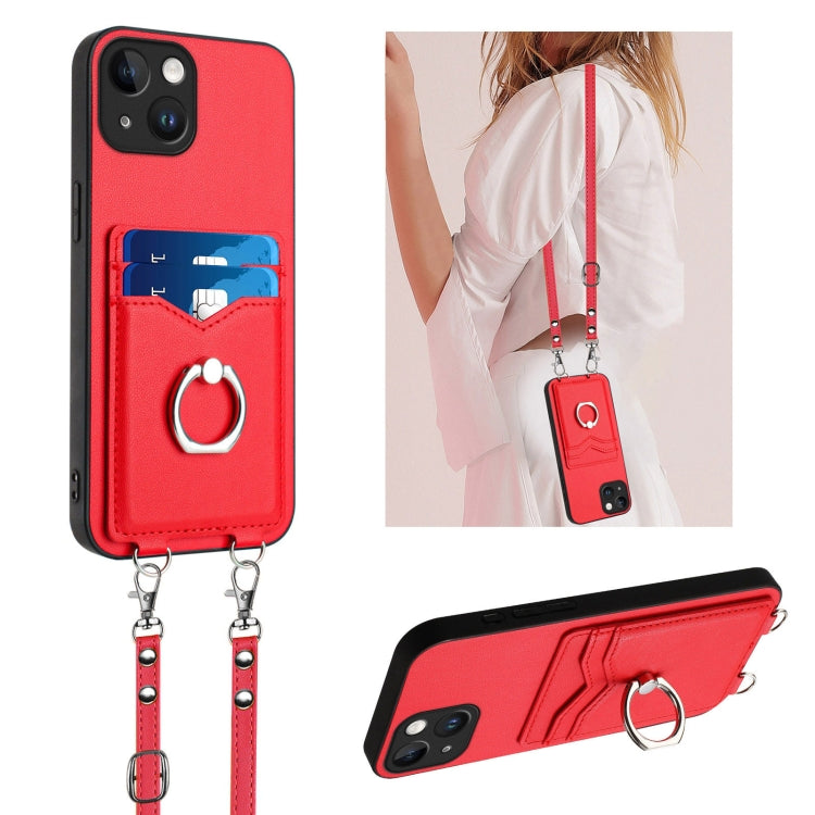 R20 Crossbody Rope Ring Card Holder Phone Case, For iPhone 13 mini, For iPhone 12, For iPhone 12 Pro Max, For iPhone 12 Pro