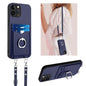 R20 Crossbody Rope Ring Card Holder Phone Case, For iPhone 13 mini, For iPhone 12, For iPhone 12 Pro Max, For iPhone 12 Pro