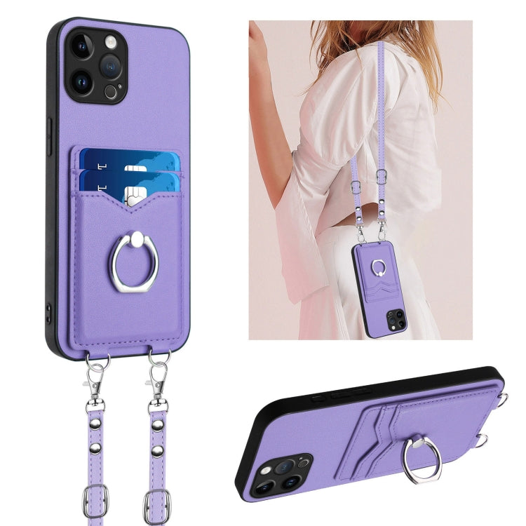 R20 Crossbody Rope Ring Card Holder Phone Case, For iPhone 13 mini, For iPhone 12, For iPhone 12 Pro Max, For iPhone 12 Pro