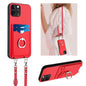 R20 Crossbody Rope Ring Card Holder Phone Case, For iPhone 13 mini, For iPhone 12, For iPhone 12 Pro Max, For iPhone 12 Pro