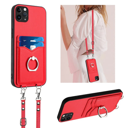 R20 Crossbody Rope Ring Card Holder Phone Case, For iPhone 12 mini, For iPhone 11 Pro Max, For iPhone 11, For iPhone 11 Pro