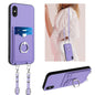 R20 Crossbody Rope Ring Card Holder Phone Case, For iPhone XS / X, For iPhone XR, For iPhone XS Max, For iPhone 8 Plus / 7 Plus