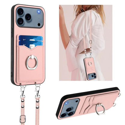 R20 Crossbody Rope Ring Card Holder Phone Case, For iPhone 18 Pro / 17 Pro, For iPhone 18 Pro Max / 17 Pro Max, For iPhone 17, For iPhone Air