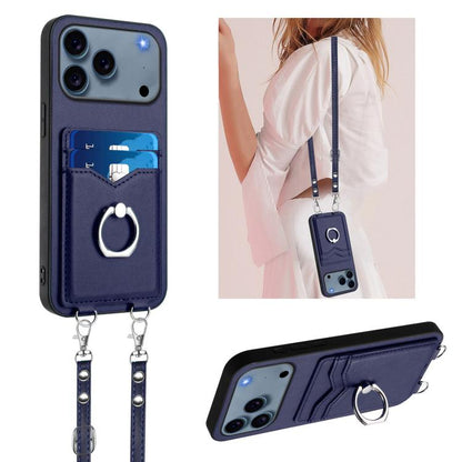 R20 Crossbody Rope Ring Card Holder Phone Case, For iPhone 17 Pro Max, For iPhone 17 Pro, For iPhone 17, For iPhone Air