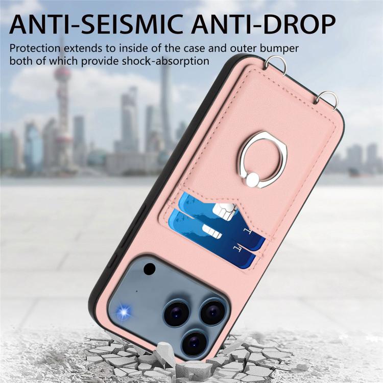 R20 Crossbody Rope Ring Card Holder Phone Case, For iPhone 18 Pro / 17 Pro, For iPhone 18 Pro Max / 17 Pro Max, For iPhone 17, For iPhone Air