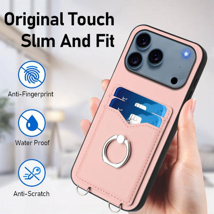 R20 Crossbody Rope Ring Card Holder Phone Case, For iPhone 18 Pro / 17 Pro, For iPhone 18 Pro Max / 17 Pro Max, For iPhone 17, For iPhone Air