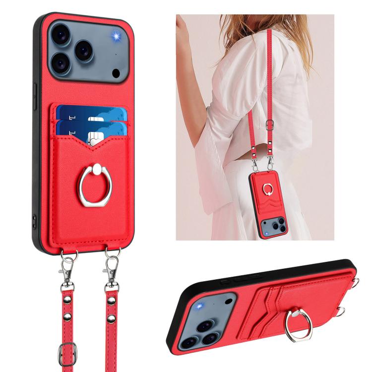 R20 Crossbody Rope Ring Card Holder Phone Case, For iPhone 17 Pro Max, For iPhone 17 Pro, For iPhone 17, For iPhone Air