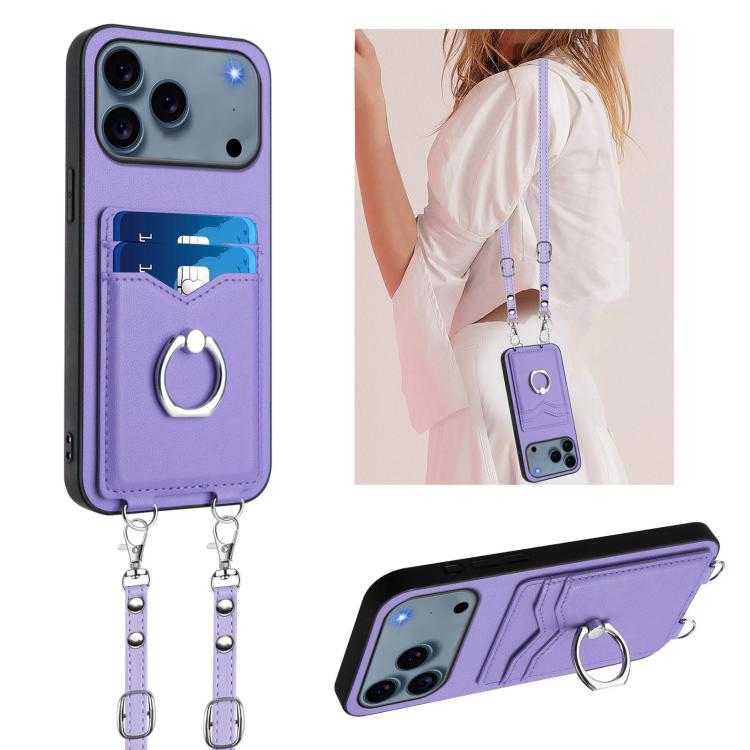 R20 Crossbody Rope Ring Card Holder Phone Case, For iPhone 17 Pro Max, For iPhone 17 Pro, For iPhone 17, For iPhone Air