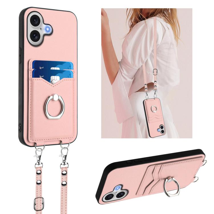 R20 Crossbody Rope Ring Card Holder Phone Case, For iPhone 18 Pro / 17 Pro, For iPhone 18 Pro Max / 17 Pro Max, For iPhone 17, For iPhone Air