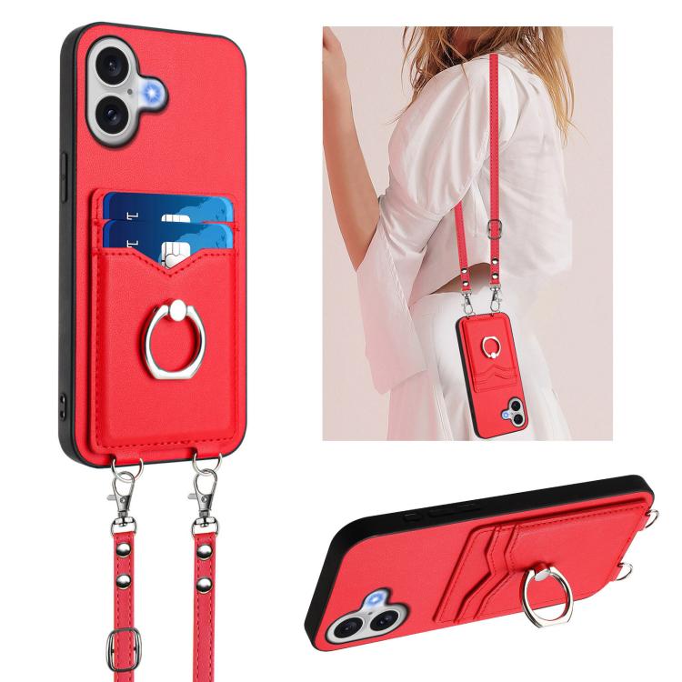 R20 Crossbody Rope Ring Card Holder Phone Case, For iPhone 18 Pro / 17 Pro, For iPhone 18 Pro Max / 17 Pro Max, For iPhone 17, For iPhone Air