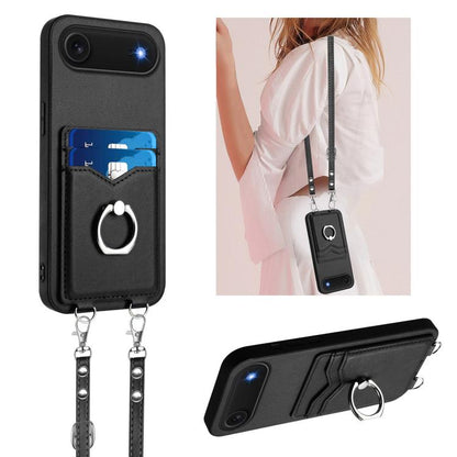 R20 Crossbody Rope Ring Card Holder Phone Case, For iPhone 17 Pro Max, For iPhone 17 Pro, For iPhone 17, For iPhone Air