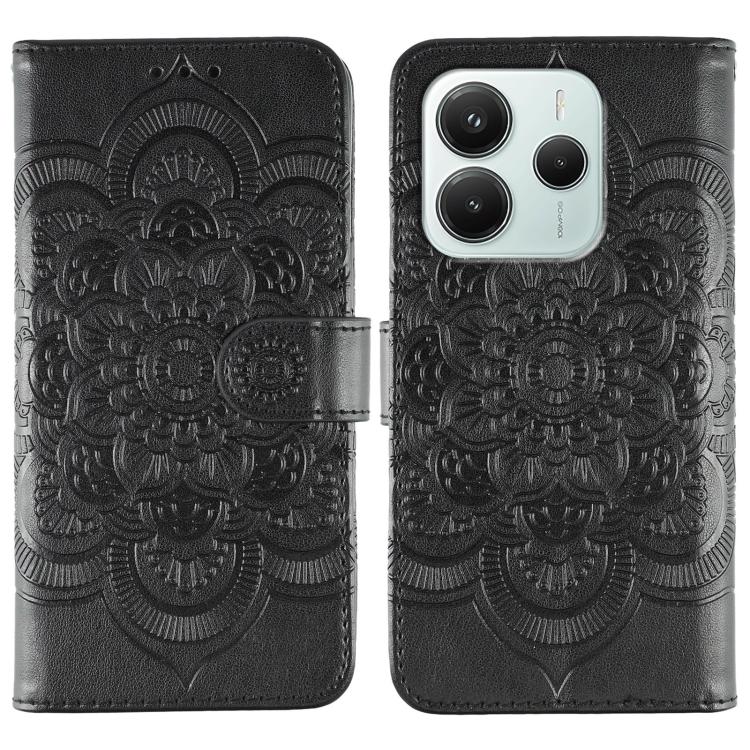 Sun Mandala Embossing Pattern Phone Leather Case