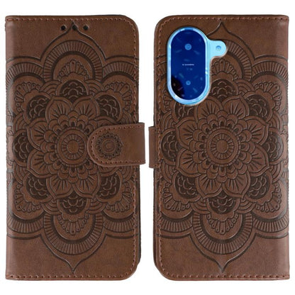 Sun Mandala Embossing Pattern Phone Leather Case