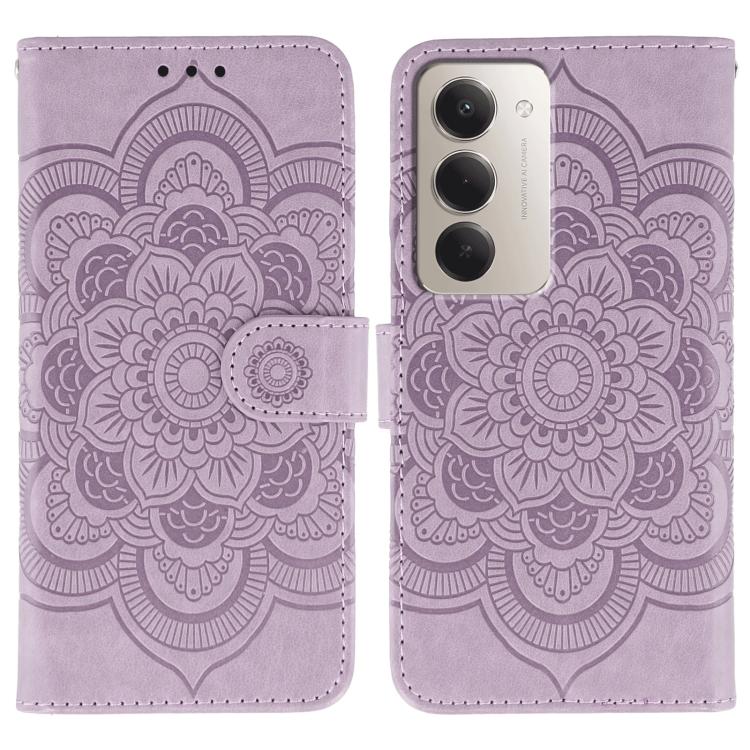 Sun Mandala Embossing Pattern Phone Leather Case