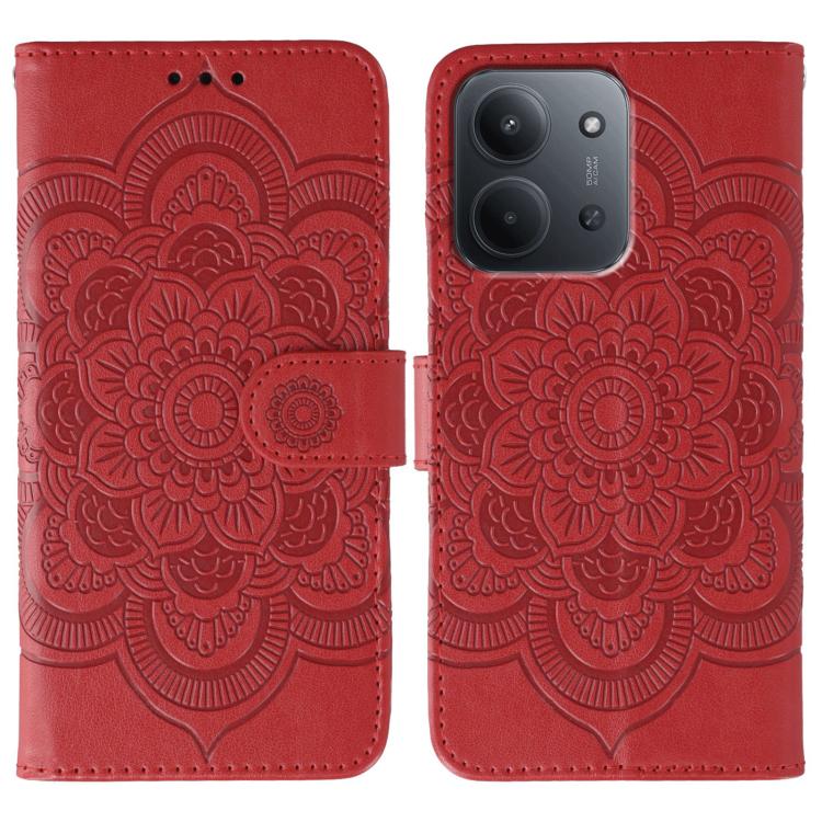Sun Mandala Embossing Pattern Phone Leather Case