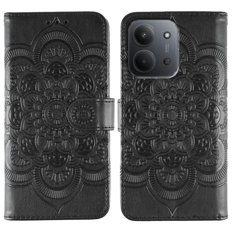 Sun Mandala Embossing Pattern Phone Leather Case