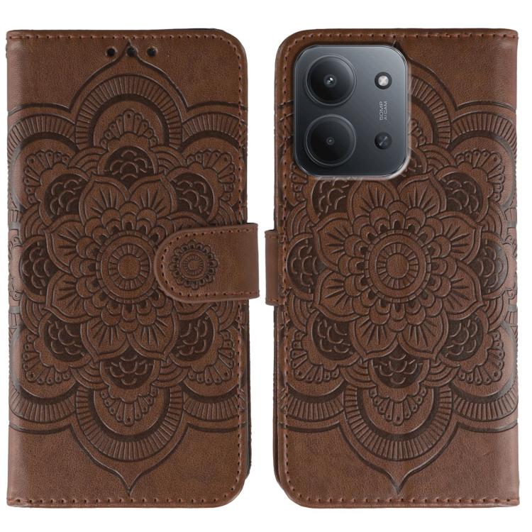 Sun Mandala Embossing Pattern Phone Leather Case