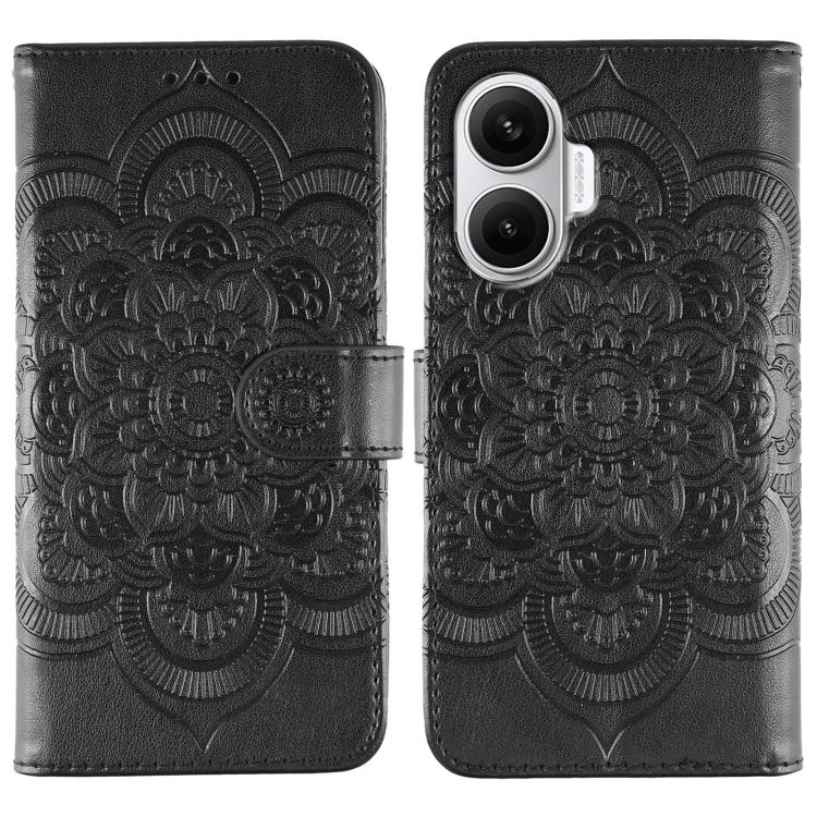 Sun Mandala Embossing Pattern Phone Leather Case