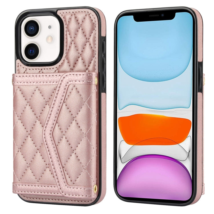 Splicing Rhombic Texture Card Bag Phone Case with Long Lanyard, For iPhone 12 Pro Max, For iPhone 12 mini, For iPhone 11 Pro Max, For iPhone 11