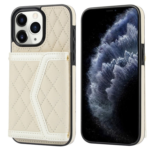 Splicing Rhombic Texture Card Bag Phone Case with Long Lanyard, For iPhone 11 Pro