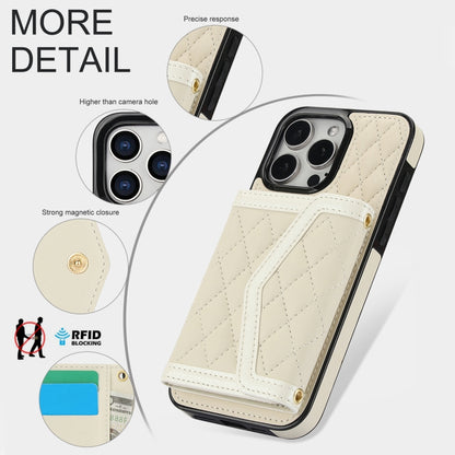 Splicing Rhombic Texture Card Bag Phone Case with Long Lanyard, For iPhone 11 Pro