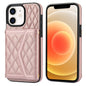 Splicing Rhombic Texture Card Bag Phone Case with Long Lanyard, For iPhone 13 Pro Max, For iPhone 13 Pro, For iPhone 13 mini, For iPhone 12 / 12 Pro