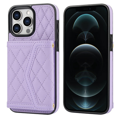 Splicing Rhombic Texture Card Bag Phone Case with Long Lanyard, For iPhone 12 Pro Max, For iPhone 12 mini, For iPhone 11 Pro Max, For iPhone 11