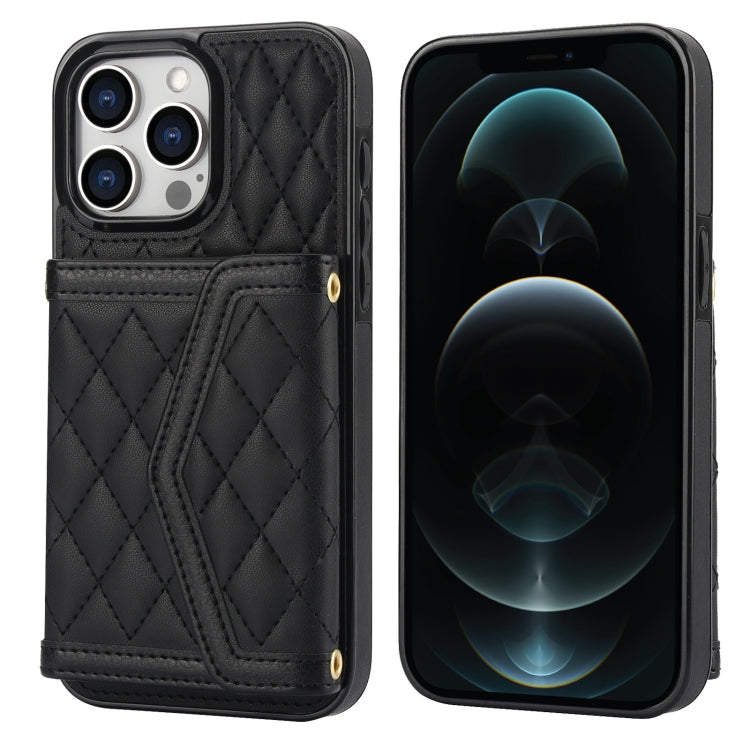 Splicing Rhombic Texture Card Bag Phone Case with Long Lanyard, For iPhone 12 Pro Max, For iPhone 12 mini, For iPhone 11 Pro Max, For iPhone 11