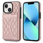 Splicing Rhombic Texture Card Bag Phone Case with Long Lanyard, For iPhone 15, For iPhone 13 / 14, For iPhone 14 Pro, For iPhone 14 Pro Max