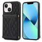Splicing Rhombic Texture Card Bag Phone Case with Long Lanyard, For iPhone 15, For iPhone 13 / 14, For iPhone 14 Pro, For iPhone 14 Pro Max