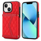 Splicing Rhombic Texture Card Bag Phone Case with Long Lanyard, For iPhone 15, For iPhone 13 / 14, For iPhone 14 Pro, For iPhone 14 Pro Max