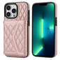 Splicing Rhombic Texture Card Bag Phone Case with Long Lanyard, For iPhone 13 Pro Max, For iPhone 13 Pro, For iPhone 13 mini, For iPhone 12 / 12 Pro