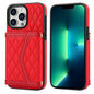 Splicing Rhombic Texture Card Bag Phone Case with Long Lanyard, For iPhone 13 Pro Max, For iPhone 13 Pro, For iPhone 13 mini, For iPhone 12 / 12 Pro