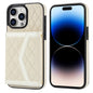 Splicing Rhombic Texture Card Bag Phone Case with Long Lanyard, For iPhone 15, For iPhone 13 / 14, For iPhone 14 Pro, For iPhone 14 Pro Max