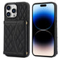Splicing Rhombic Texture Card Bag Phone Case with Long Lanyard, For iPhone 15, For iPhone 13 / 14, For iPhone 14 Pro, For iPhone 14 Pro Max