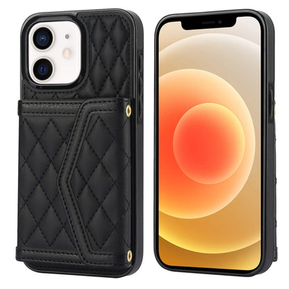Splicing Rhombic Texture Card Bag Phone Case with Long Lanyard, For iPhone 12 Pro Max, For iPhone 12 mini, For iPhone 11 Pro Max, For iPhone 11