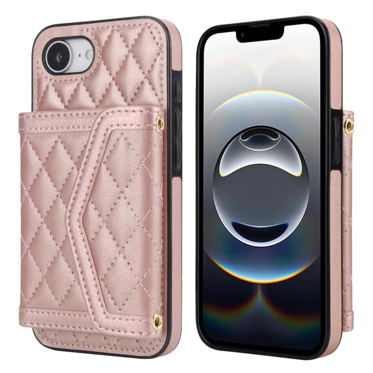 Splicing Rhombic Texture Card Bag Phone Case with Long Lanyard, For iPhone 18 Pro / 17 Pro, For iPhone 18 Pro Max / 17 Pro Max, For iPhone 17e / 16e, For iPhone 17