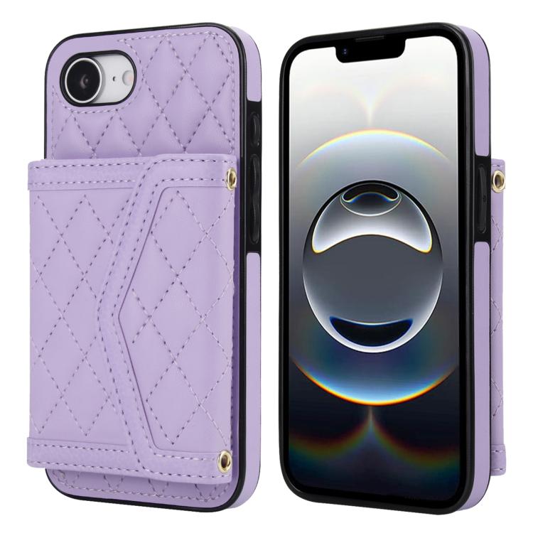 Splicing Rhombic Texture Card Bag Phone Case with Long Lanyard, For iPhone 18 Pro / 17 Pro, For iPhone 18 Pro Max / 17 Pro Max, For iPhone 17e / 16e, For iPhone 17
